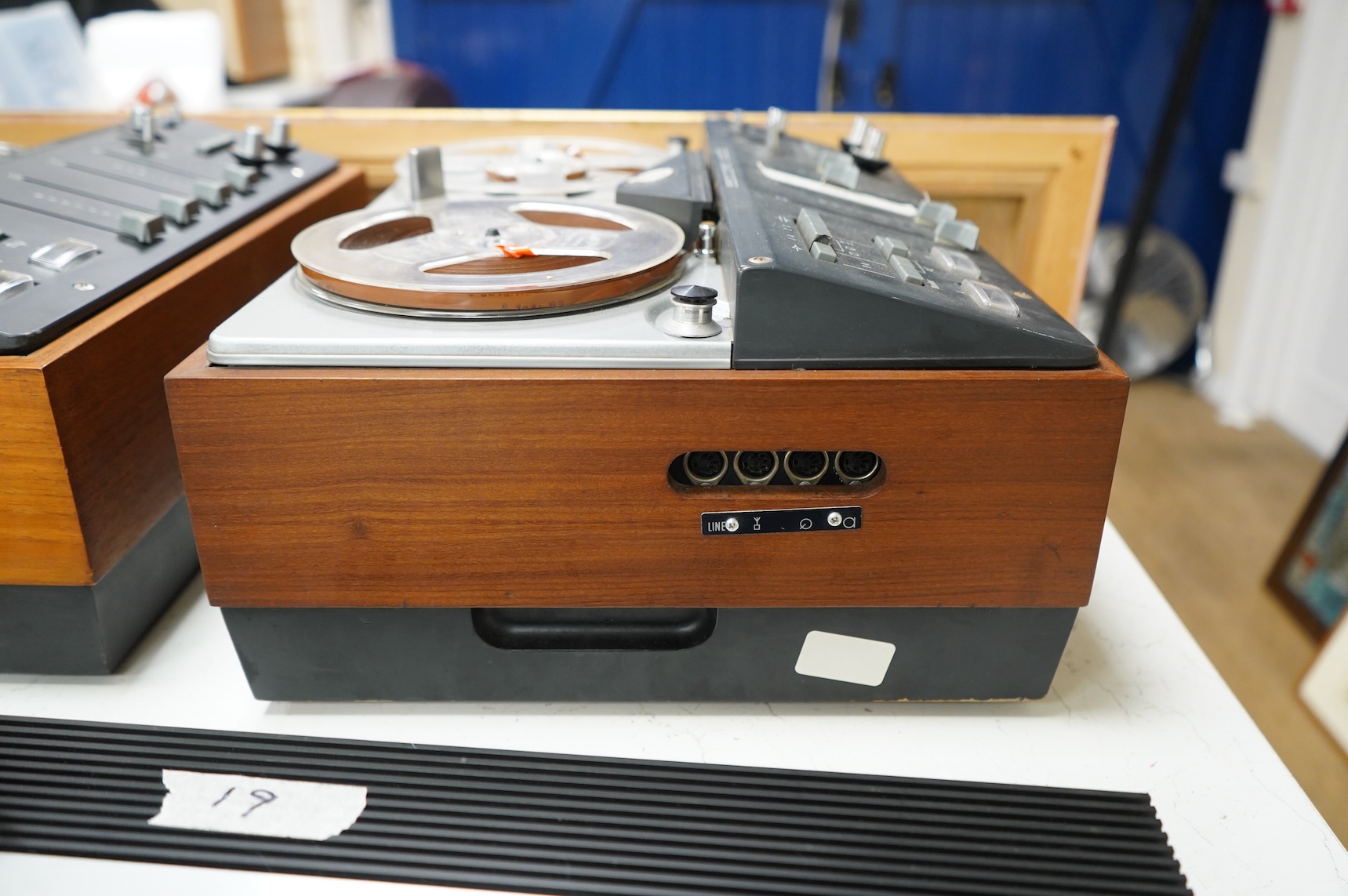 Two Bang & Olufsen Beocord 2000 reel to reel tape recorders, one missing lid